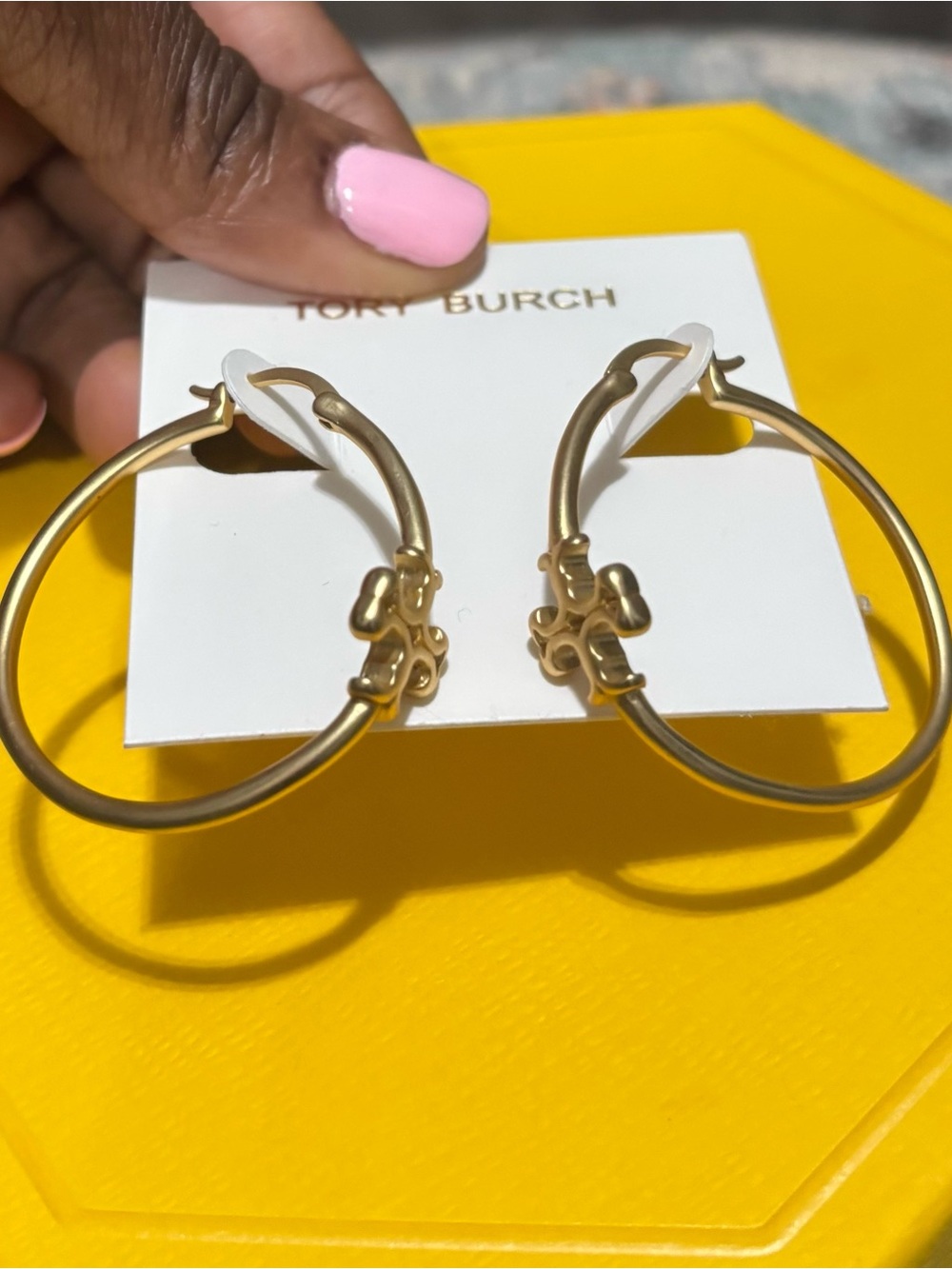 Tory Burch Kira Matte Gold Hoop Earrings